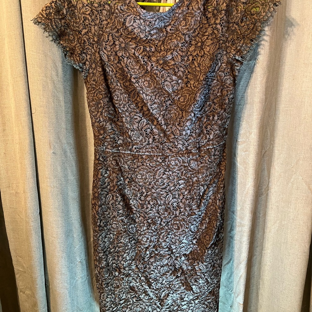 Banana Republic Black and Gray Lace Midi Dress